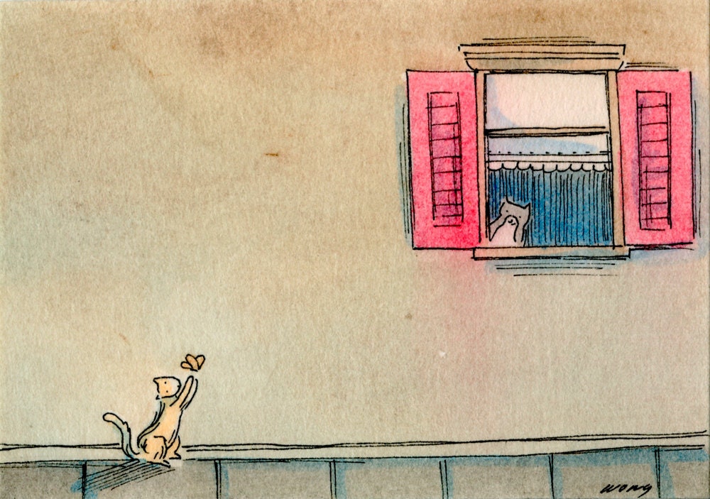 Original ACEO Painting -- Joy on a dreary day