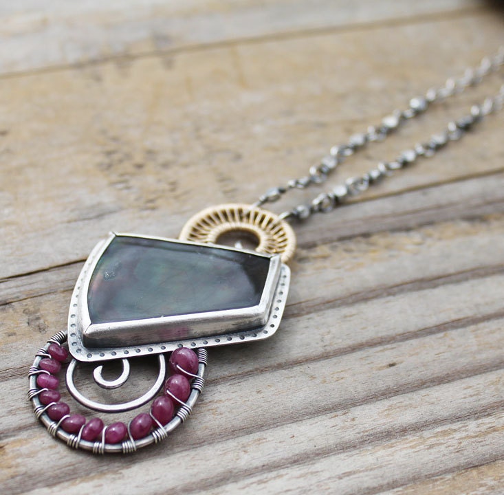 Ruby Rainbows - Sterling Silver and Gold Fill Necklace