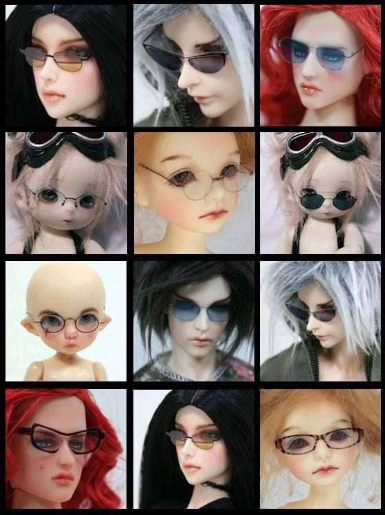 Tiny GLASSES for 1/6 fashion dolls, Chicline and tiny BJD (fits 3/4" head size) by Raw-Kiss