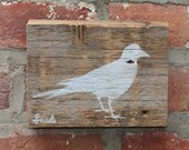 Silver bird Reclaimed barn wood screen printed wall hanging