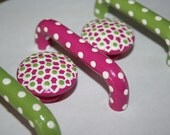3" Lime Green OR Bright Pink with White Polka Dots Pulls Matching Knobs Available