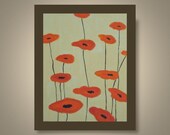 Poppy painting abstract Original 8"x10" Title-Orange Poppyfield by devikasart on Etsy