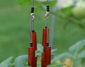 Light A Fire, red agate beads silver long earrings