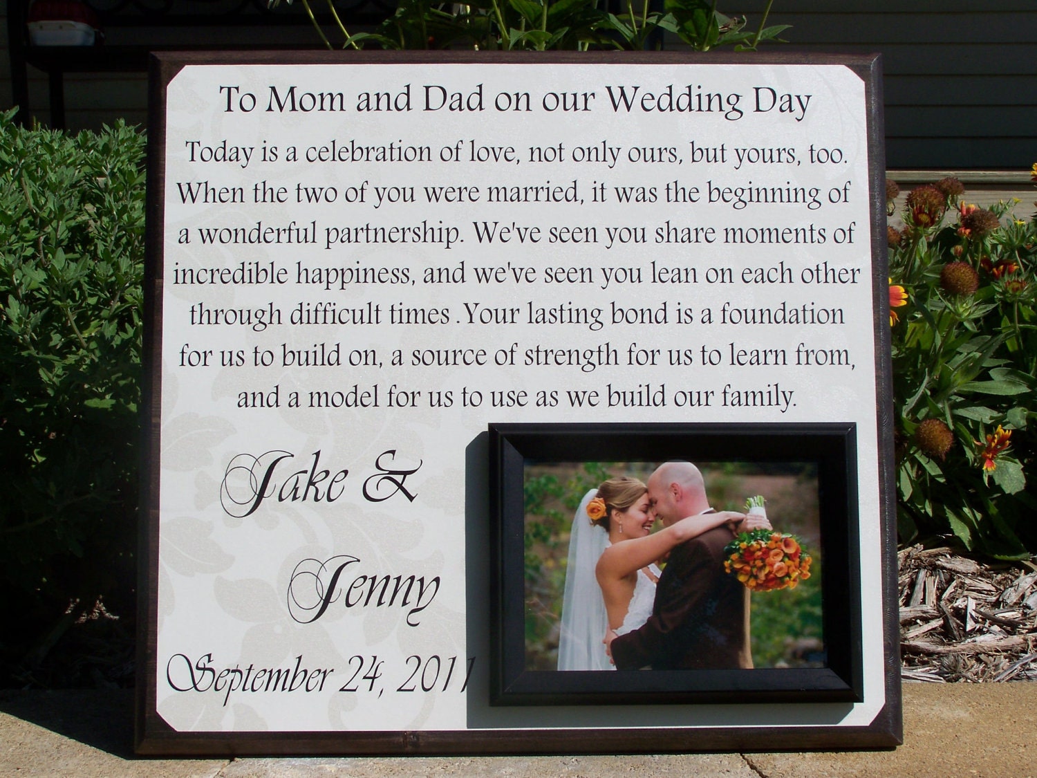 Wedding Gift For Parents, Mother of the bride, parents gift, thank you, Father or the bride, Mom and Dad, Wedding Frame
