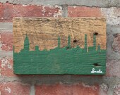 Green Skyline Reclaimed barn wood screen printed wall hanging