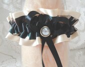 Lovely Wheat Satin and Dark Camo-Cammo-Camoflauge Garter-Hunter-Military-Redneck Wedding-Bachelorette-