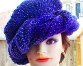 Womens Crochet Hat - Crochet Turban Hat - Silver Metallic Purple Hat - Winter Accessories -Flatters All Head Sizes Spring Fashion