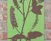 Green Stretched Linen Botanical Wall Hanging