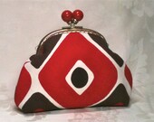 Clutch in Brown Red and White with Red Ball