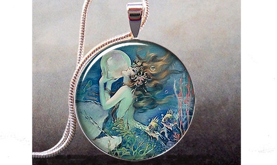 The Mermaid's Pearl art pendant, resin pendant mermaid necklace pendant mermaid jewelry - thependantemporium