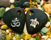 Wisdom pick, Handmade Ebony guitar pick and pendant