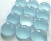 Semi Precious Cabochons Chalcedony Round Ocean Blue 8mm TWO CABS