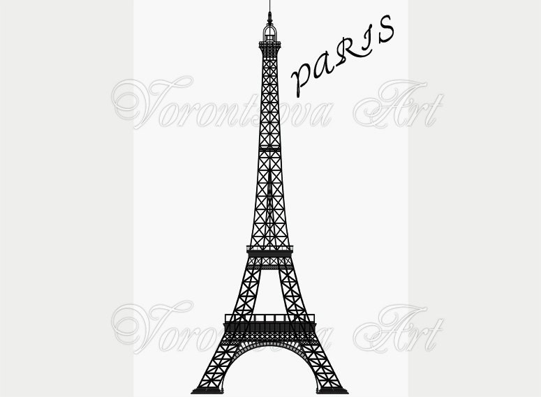 Eiffel Tower black and white - Digital Download - french Paris ephemera - printable collage sheet -603c2