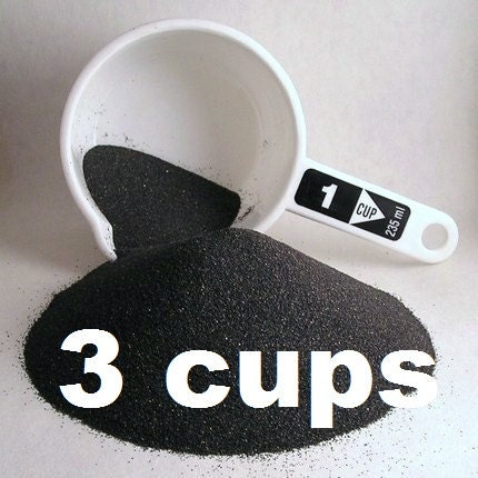 Emery Sand Powder for Pin Cushions - Three Cups - an abrasive that keeps pins sharp - make your own emery pincushions