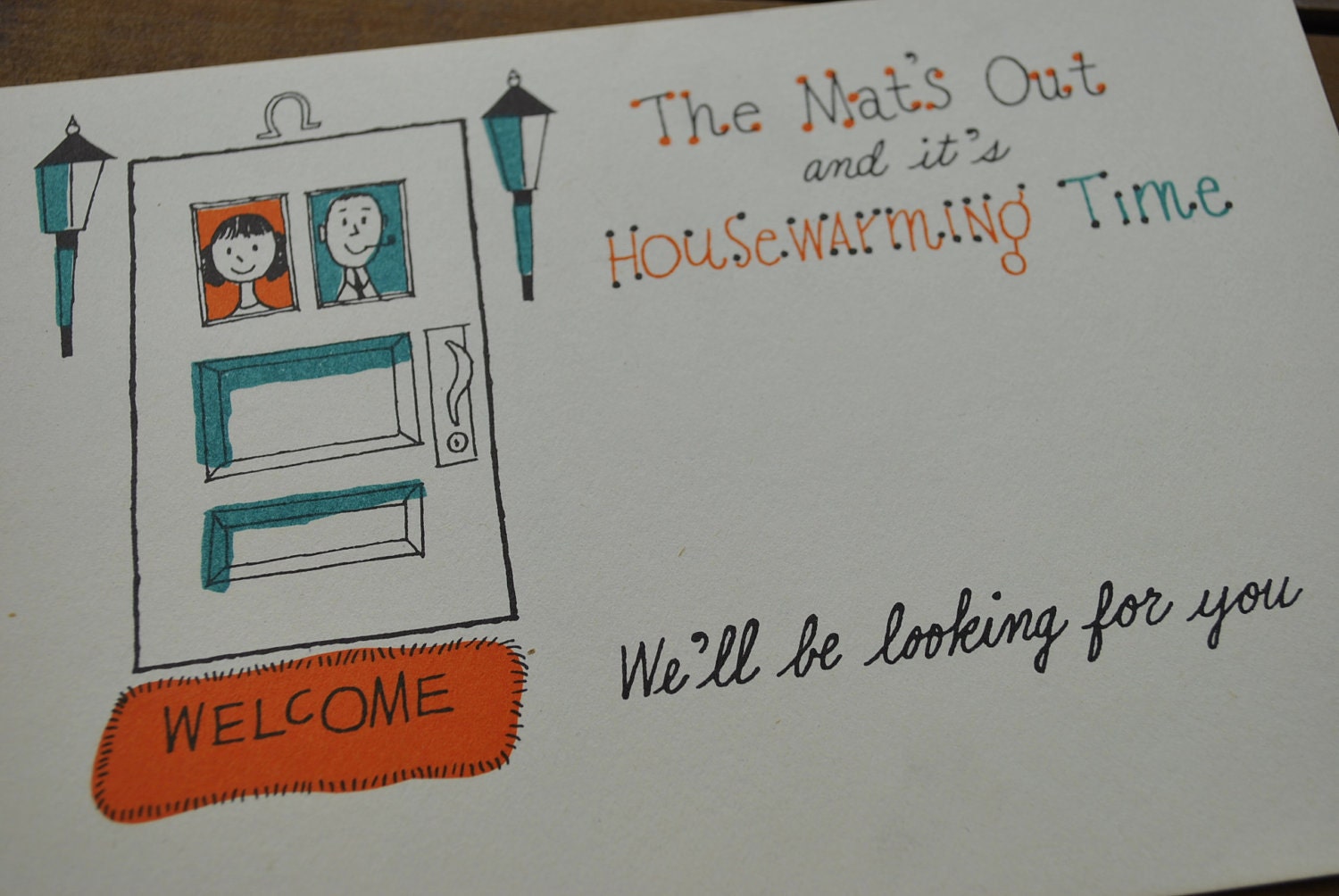 WELCOME MAT'S OUT: Housewarming Invite Postcards - 1952