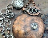 Feng shui, Antiqued Sterling Silver and Copper necklace,ThePurpleLilyDesigns