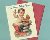 Baby Girl Card, Baby Congratulations Card, girl baby