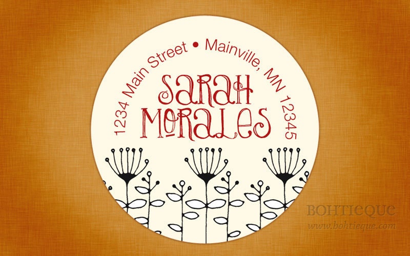 Custom Return Address Labels - Flora Scribble 2