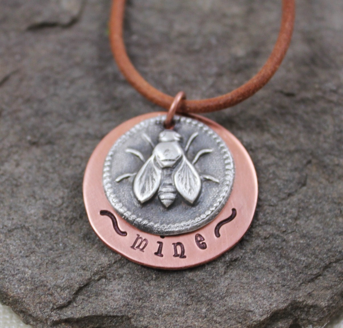 Bee Mine- Fine Silver and Copper Necklace