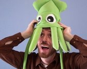 Fleece Squid Hat - Medium Lime Green Plush