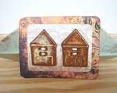 Clay House Buttons - Large Brown Speckled - Set of 2