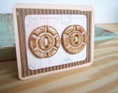 Round Speckled Tan Ceramic Buttons - Set of 2