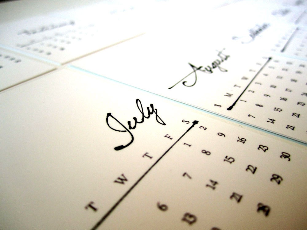 2012 English Ink Pen Mini Calendar