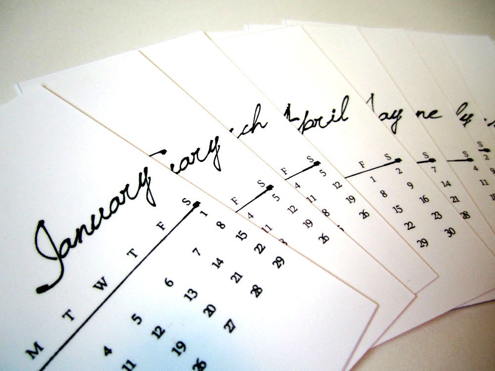 2012 English Ink Pen Mini Calendar