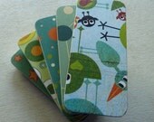 Swirly Birds Print Slide Top Box Tins - Set of 5 Large Tins