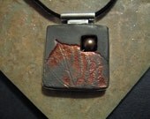 Raku, Pearl and Sterling Double Sided Pendant