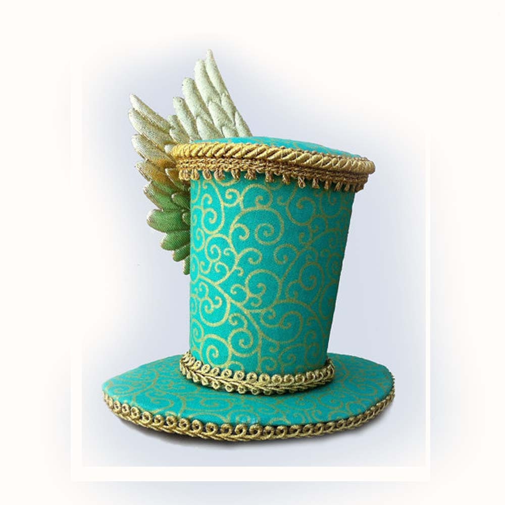 The Roxie Aqua Green Swirl Winged Top Hat