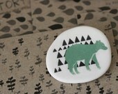 Forest Bear - Sage - Porcelain Brooch