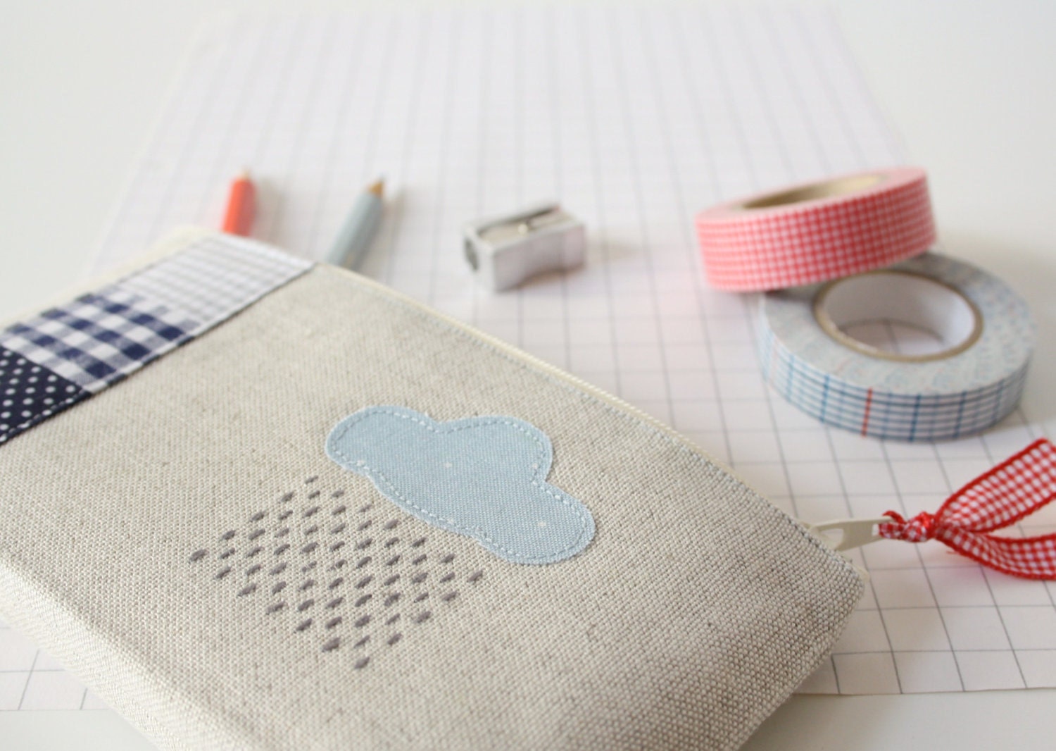 unique linen pencil case - j'adore la pluie