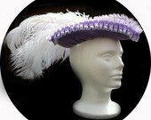 Light Purple Velvet Pirate Hat with Double Plumes and Open Crown