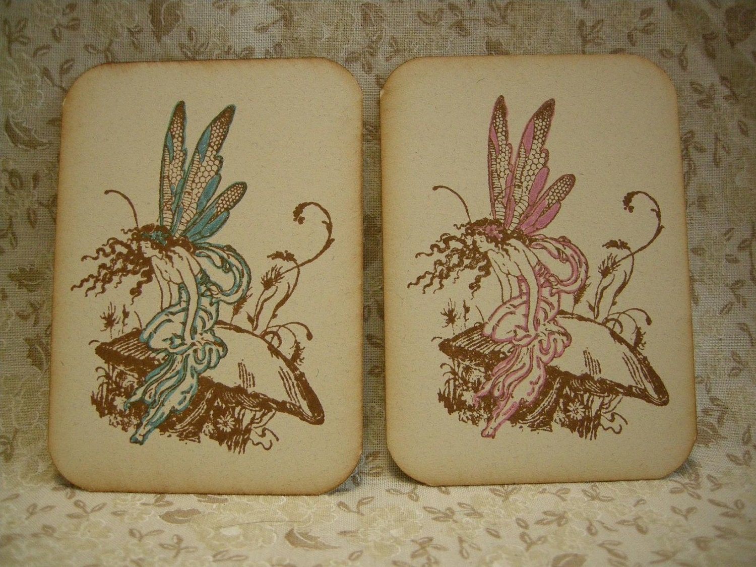 Playing Card Ephemera - Fairy Theme - fantasy, whimsical, mystical, storybook, fairy tale, sparkle- Set of 4