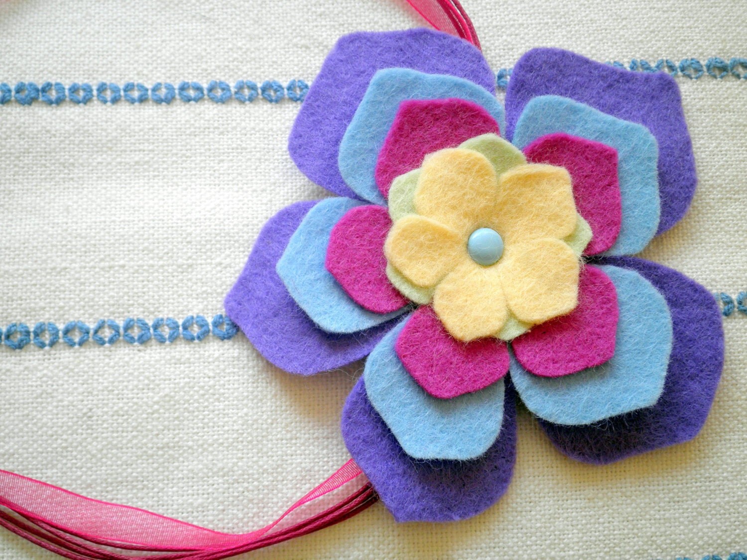 Tropical Punch - Felt Flower Corsage Necklace