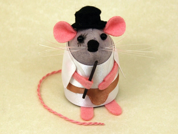 Alex the Clockwork Orange Mouse Ornament felt rat hamster mice cute gift for animal lover or collector by TheHouseofMouse - READY TO SHIP