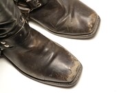 Black Leather Motorcycle Boots and Harness Boots Mens Size 10