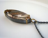 Rutilated Quartz Marquis Taisman Pendant  No. 13 Sterling 18k
