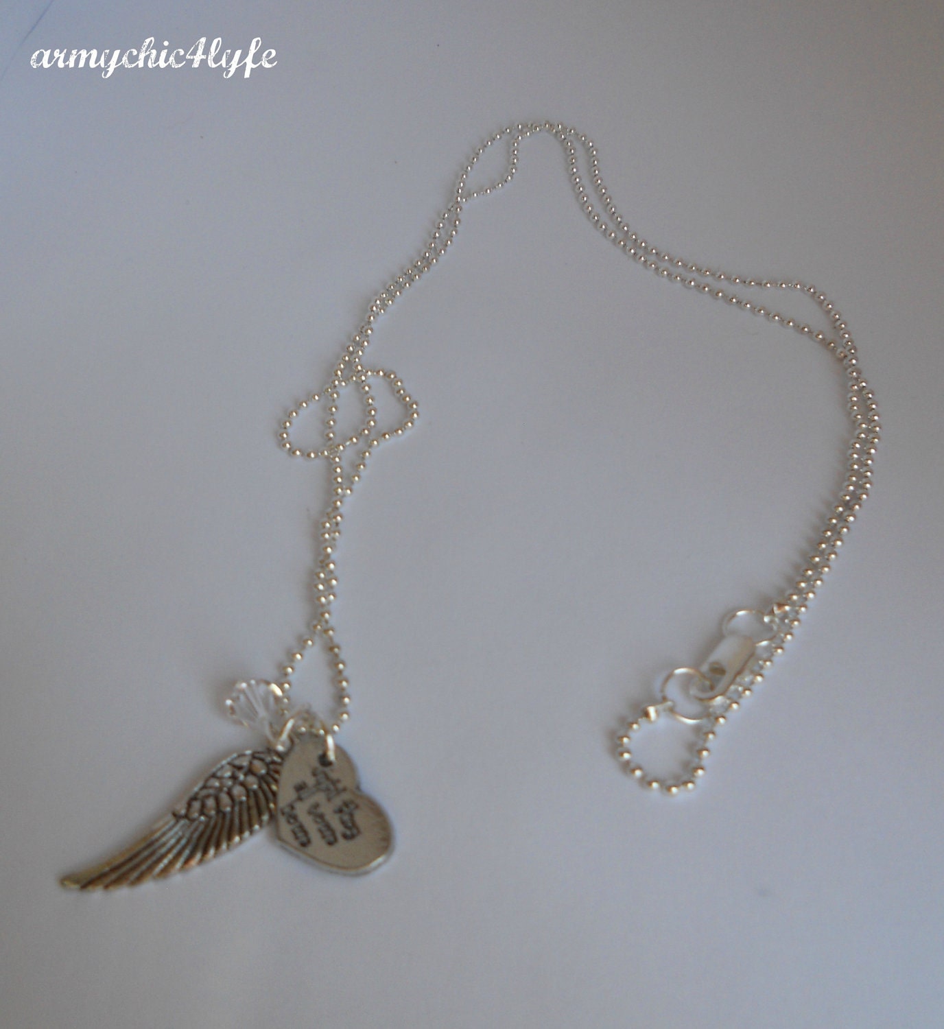 Until They All Come Home Wing necklace with crystallized swarovski
