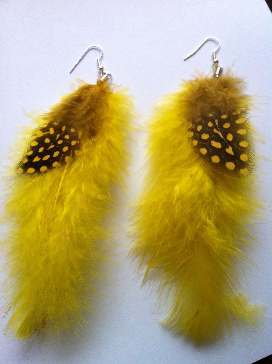 Vibrant Yellow Feather Earrings