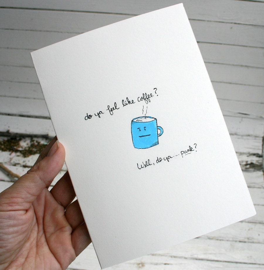 Coffee Punk hand drawn greeting card