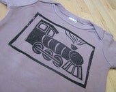 Train Shirt, Hand-Dyed, Hand-Printed - 3 to 6 Month Size