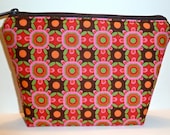 Geometric Flat-bottom Cosmetic/Makeup Bag/Zippered Pouch Pink Green Brown