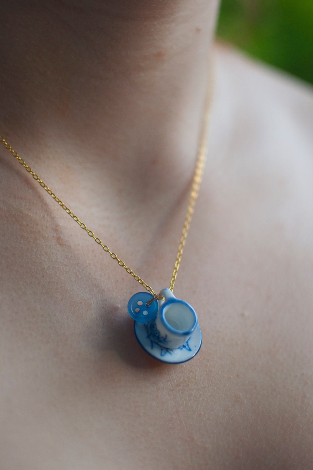 Teacup Button Necklace