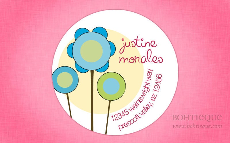 Fun and Fantastic Flower Address Label, Shop Sticker, Invitation Label, Gift