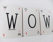 WOW - vintage alphabet cards/ letter cards spelling WOW