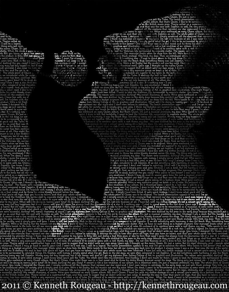 Freddie Mercury - 11x14 Typographical Portrait Fine Art Print