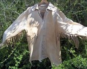 smoked buckskin fringe jacket  Fathers Day Sale