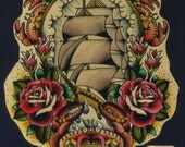 Ship and Crabs Print - A4